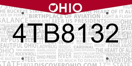 4TB8132 Ohio License Plate