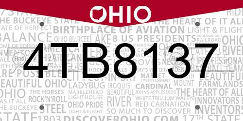 4TB8137 Ohio License Plate