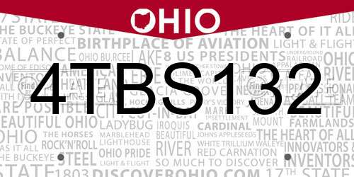 4TBS132 Ohio License Plate