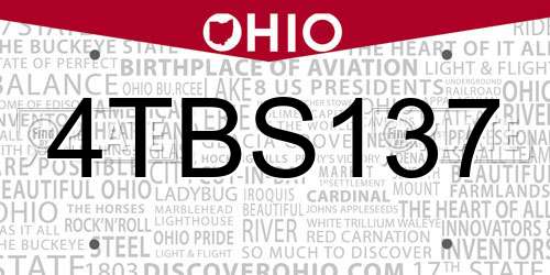 4TBS137 Ohio License Plate