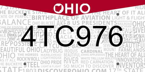 4TC976 Ohio License Plate