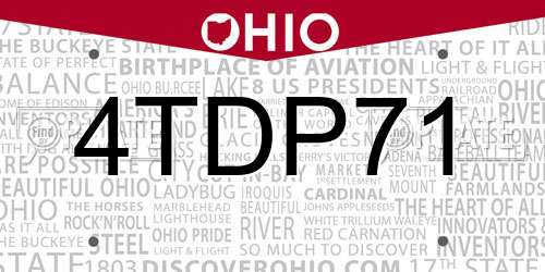4TDP71 Ohio License Plate