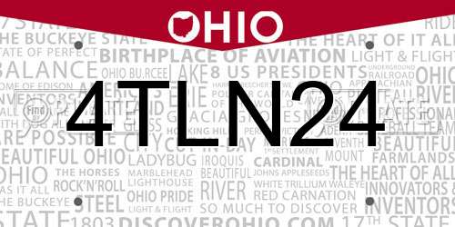 4TLN24 Ohio License Plate