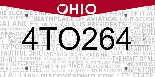 4TO264 Ohio License Plate