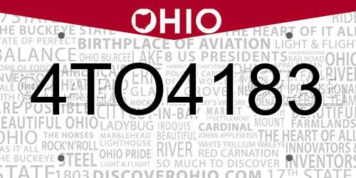 4TO4183 Ohio License Plate