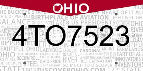 4TO7523 Ohio License Plate