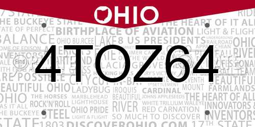 4TOZ64 Ohio License Plate