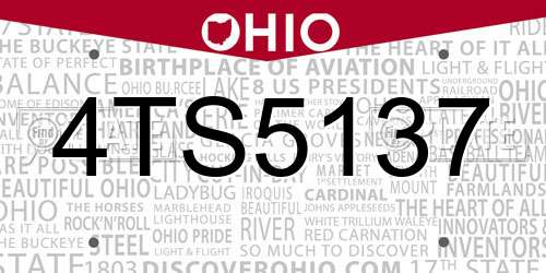 4TS5137 Ohio License Plate