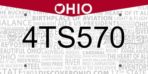 4TS570 Ohio License Plate