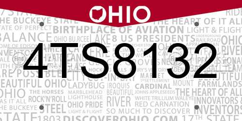 4TS8132 Ohio License Plate