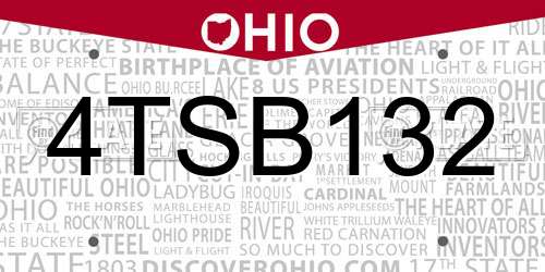 4TSB132 Ohio License Plate