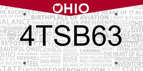 4TSB63 Ohio License Plate