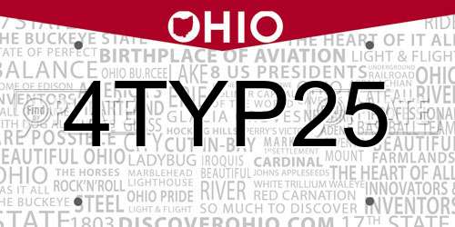 4TYP25 Ohio License Plate