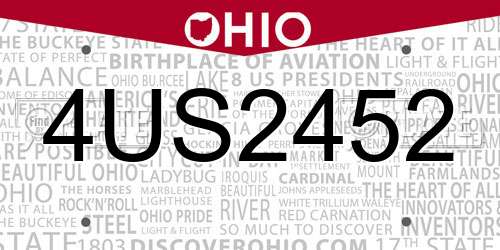 4US2452 Ohio License Plate