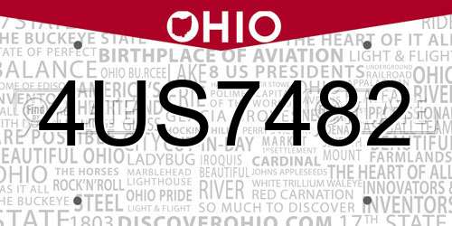 4US7482 Ohio License Plate