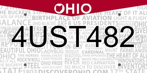 4UST482 Ohio License Plate