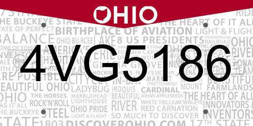4VG5186 Ohio License Plate