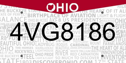 4VG8186 Ohio License Plate
