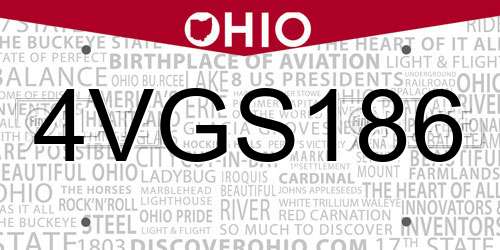 4VGS186 Ohio License Plate