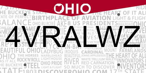 4VRALWZ Ohio License Plate