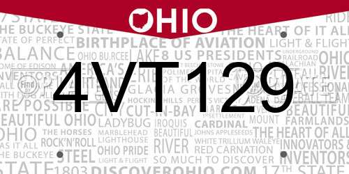 4VT129 Ohio License Plate