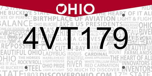 4VT179 Ohio License Plate