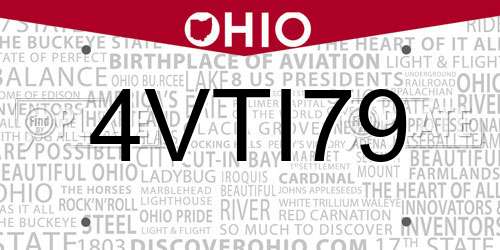 4VTI79 Ohio License Plate