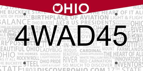 4WAD45 Ohio License Plate