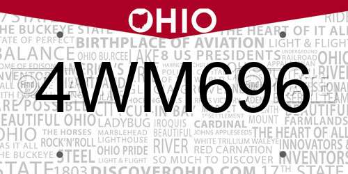 4WM696 Ohio License Plate