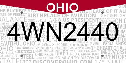 4WN2440 Ohio License Plate