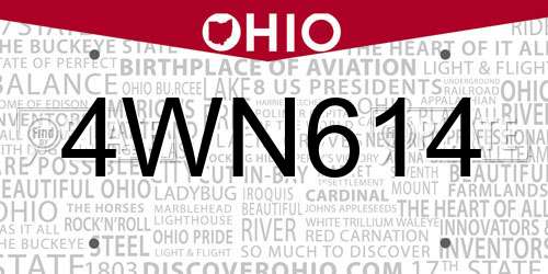 4WN614 Ohio License Plate