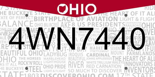 4WN7440 Ohio License Plate