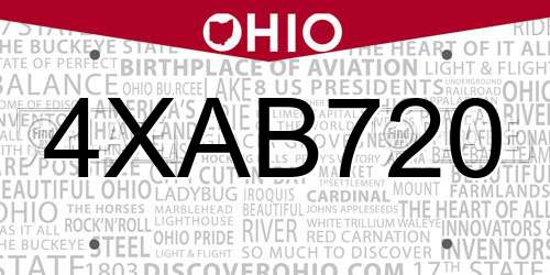 4XAB720 Ohio License Plate