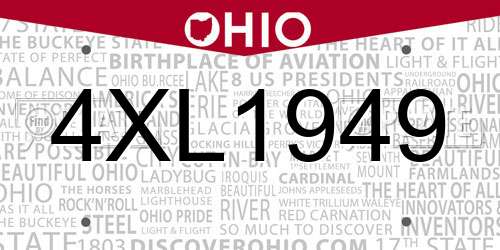 4XL1949 Ohio License Plate