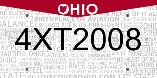 4XT2008 Ohio License Plate