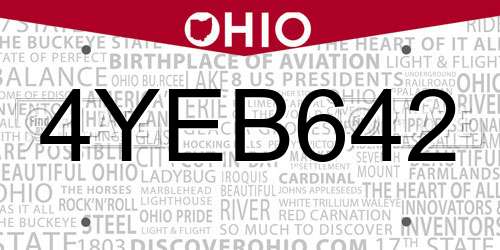 4YEB642 Ohio License Plate