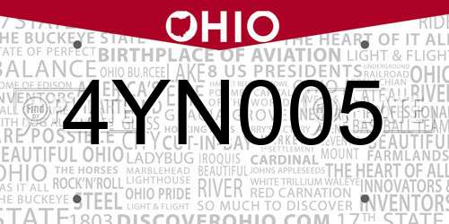 4YN005 Ohio License Plate