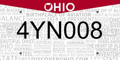 4YN008 Ohio License Plate