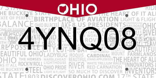 4YNQ08 Ohio License Plate
