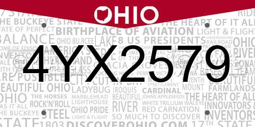 4YX2579 Ohio License Plate