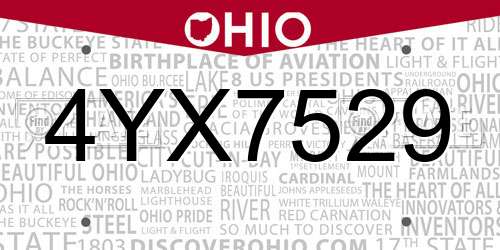 4YX7529 Ohio License Plate