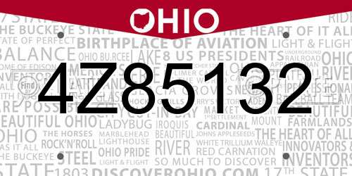 4Z85132 Ohio License Plate