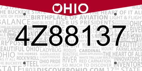 4Z88137 Ohio License Plate