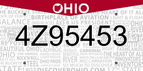 4Z95453 Ohio License Plate