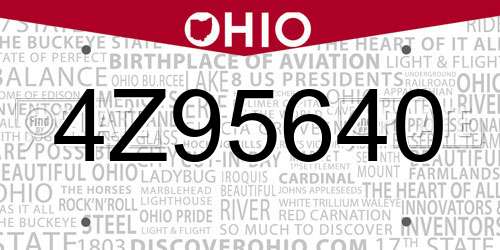 4Z95640 Ohio License Plate