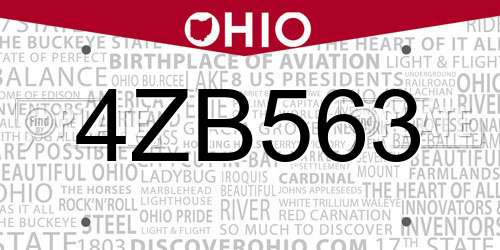 4ZB563 Ohio License Plate