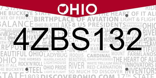 4ZBS132 Ohio License Plate