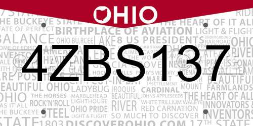 4ZBS137 Ohio License Plate