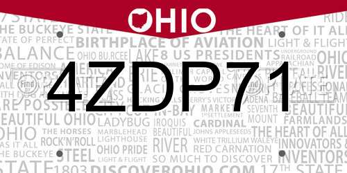 4ZDP71 Ohio License Plate