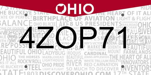 4ZOP71 Ohio License Plate